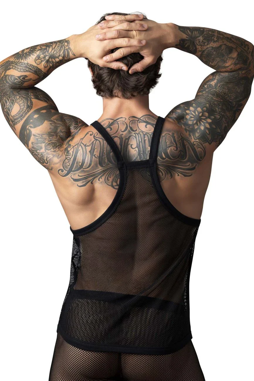 Men's Fishnet 2 Tank Top, Black - Image 2
