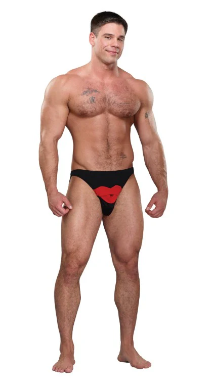 Men's Hot Lips Bikini, Black, One Size - Image 2