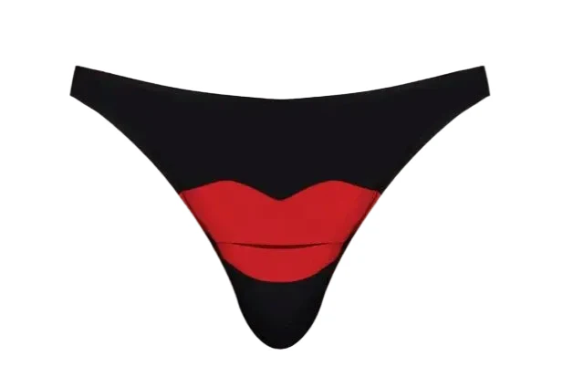 Men's Hot Lips Bikini, Black, One Size - Image 3