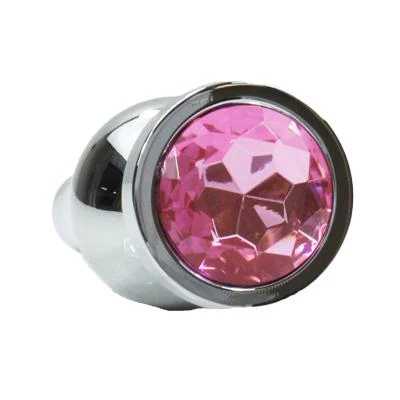 Metal Pleasure Play Large Pink Jewel Anal Probe - Image 2