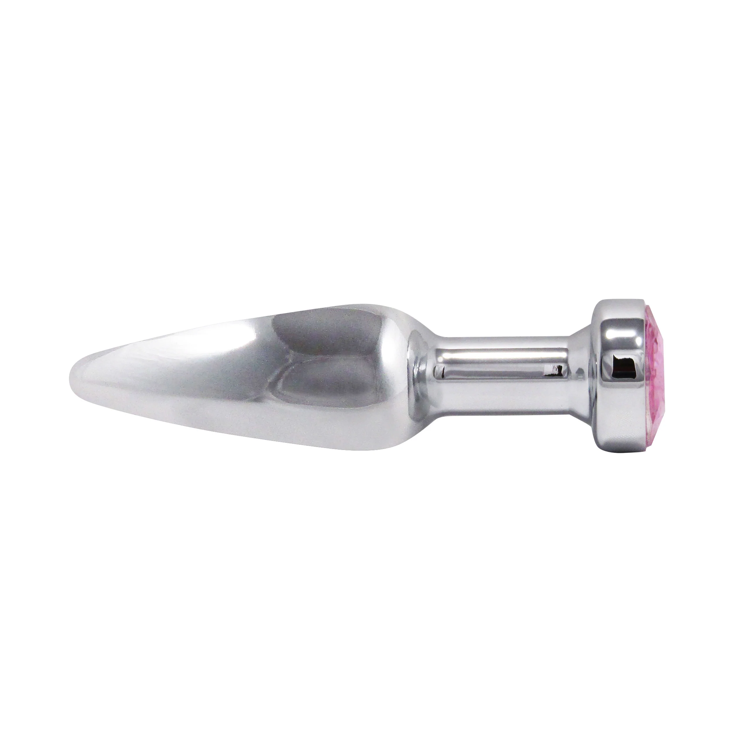 Metal Pleasure Play Silver Anal Plug - Pink Jewel - Image 2