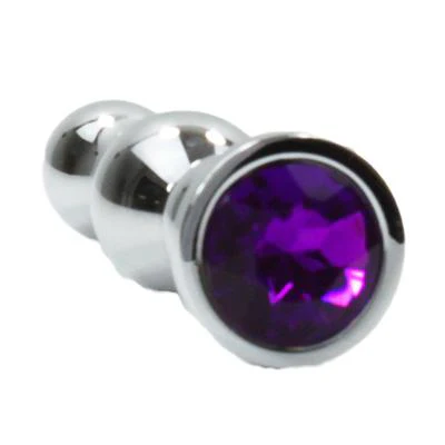 Metal Pleasure Play Tapered Purple Jewel Butt Plug - Image 2