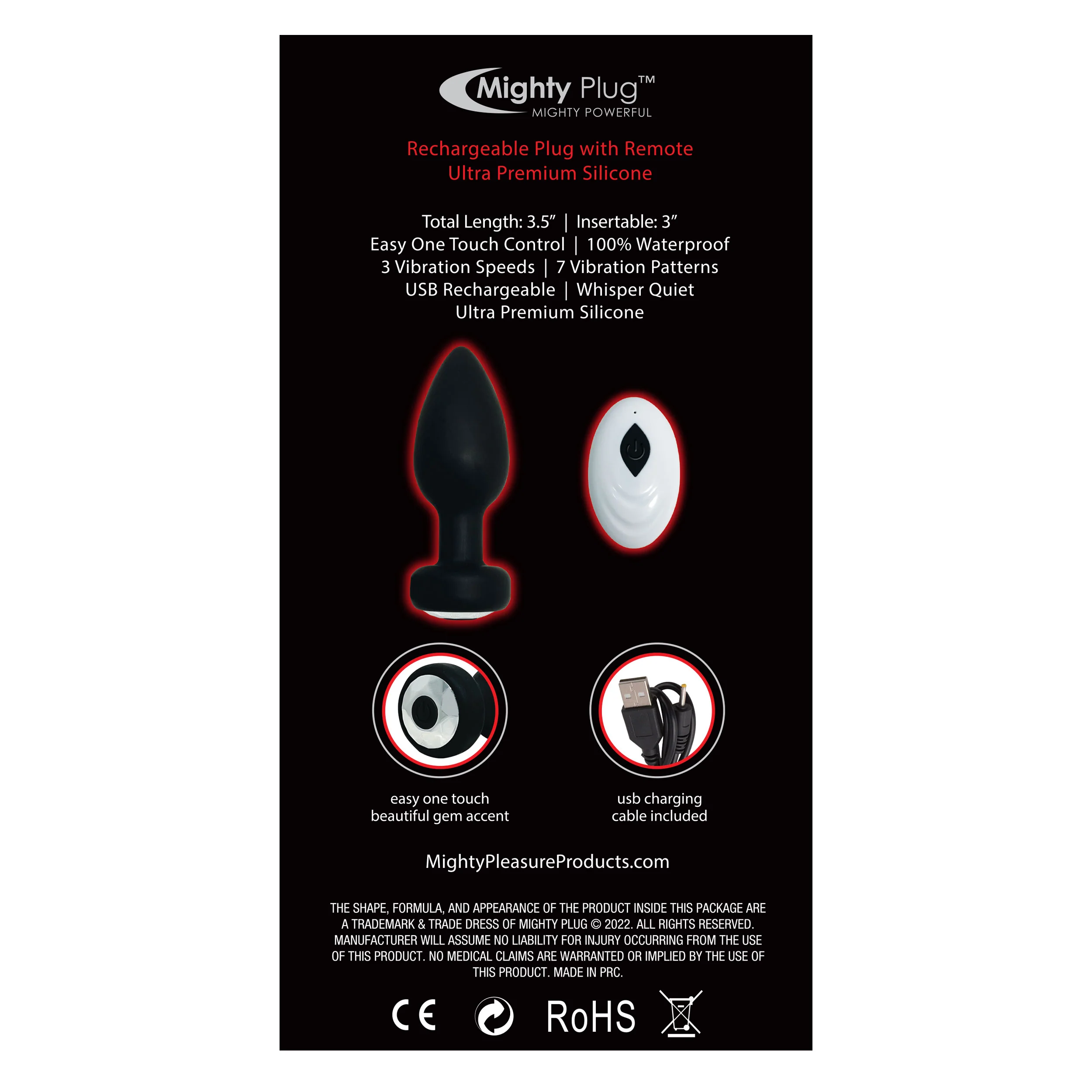 Mighty Gem Anal Plug - Black - Image 3