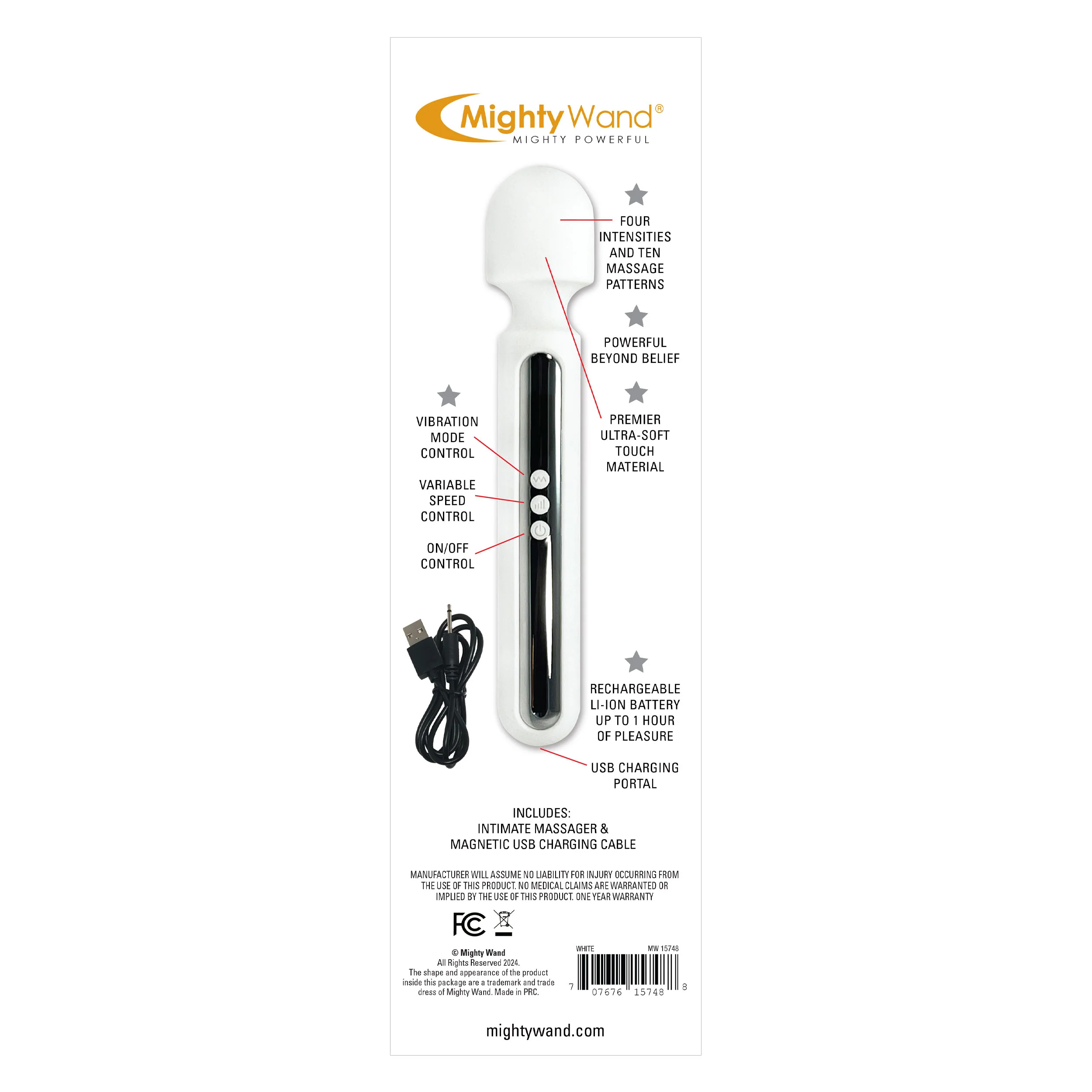 Mighty Wand Cyber Plus Personal Massager Vibrator - White - Image 4