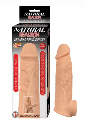 Nasstoys Natural Realskin Vibrating Penis Xtender - White - Image 4