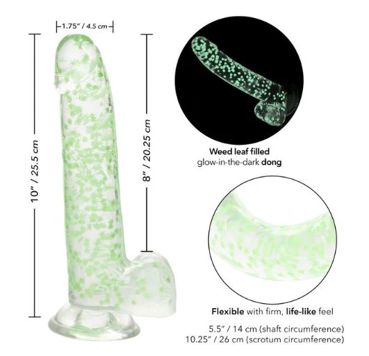 Naughty Bits I Leaf Dick Glow-In-The-Dark Weed Leaf Dildo - Green - Image 5