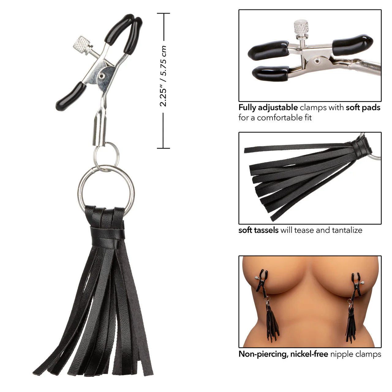 Nipple Play Playful Tassels Nipple Clamps - Black - Image 4