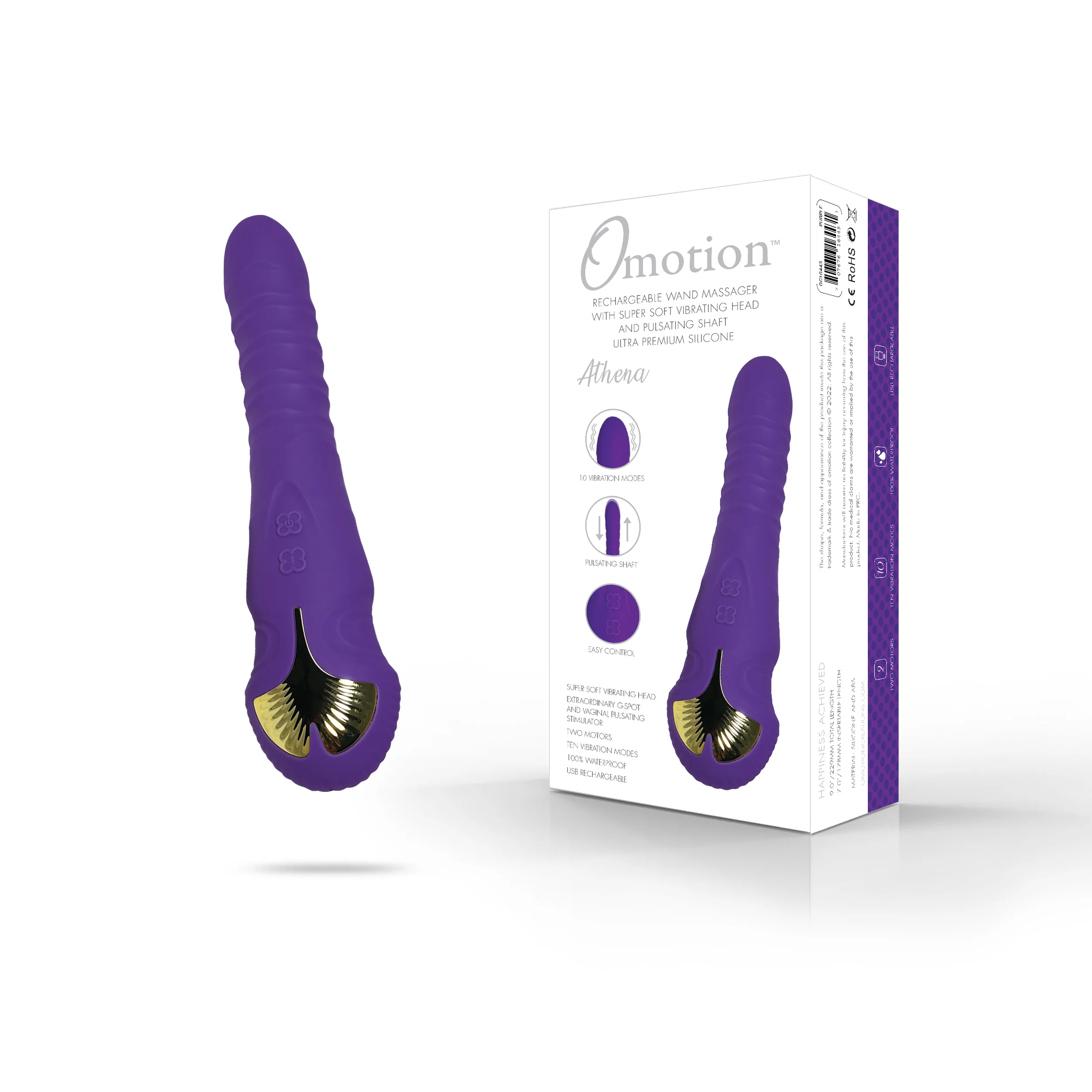 THE OMOTION ATHENA G-SPOT STIMULATION VIBRATOR MASSAGING WAND - PURPLE - Image 2