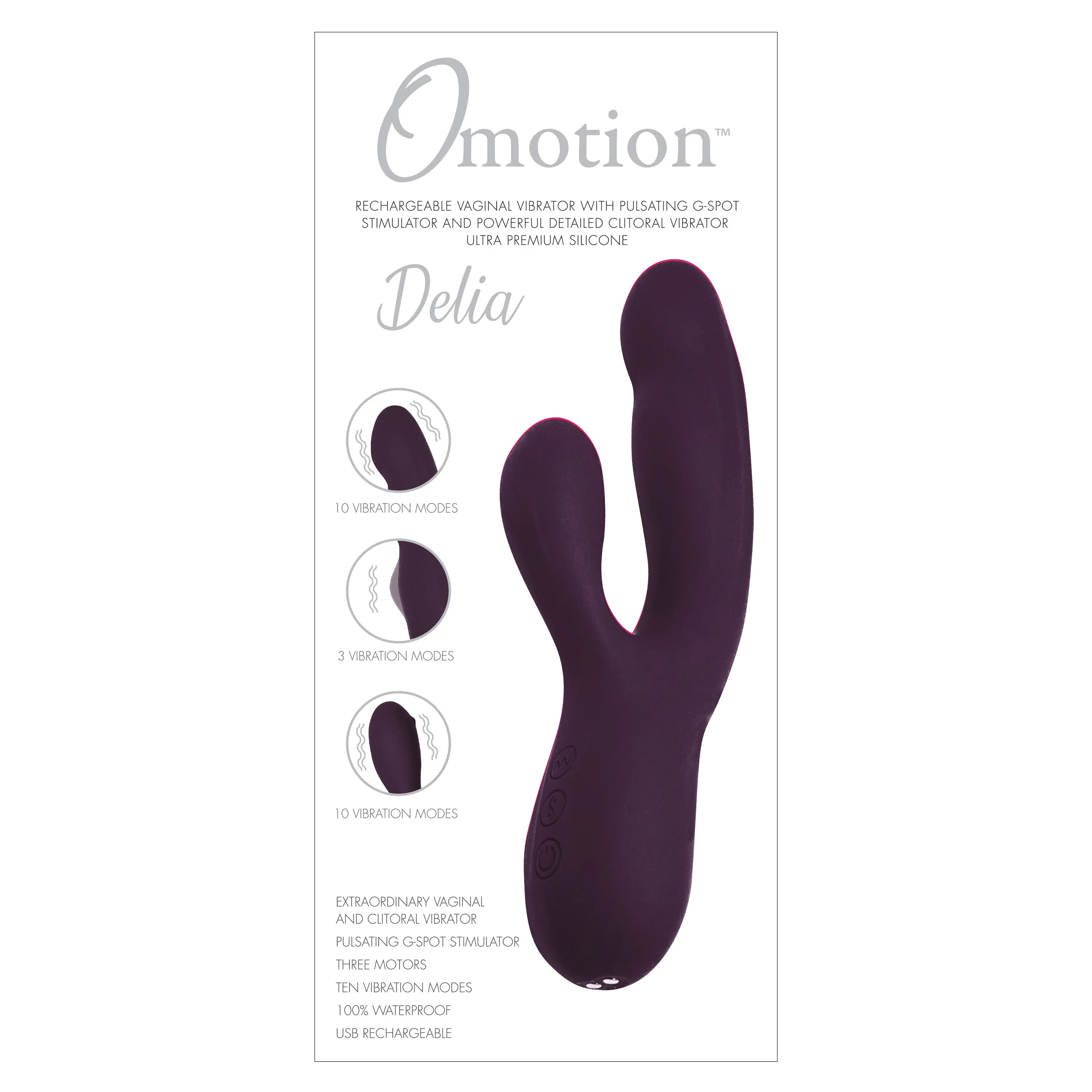 THE OMOTION DELIA TRIPLE ACTION RABBIT VIBRATOR - PURPLE - Image 3