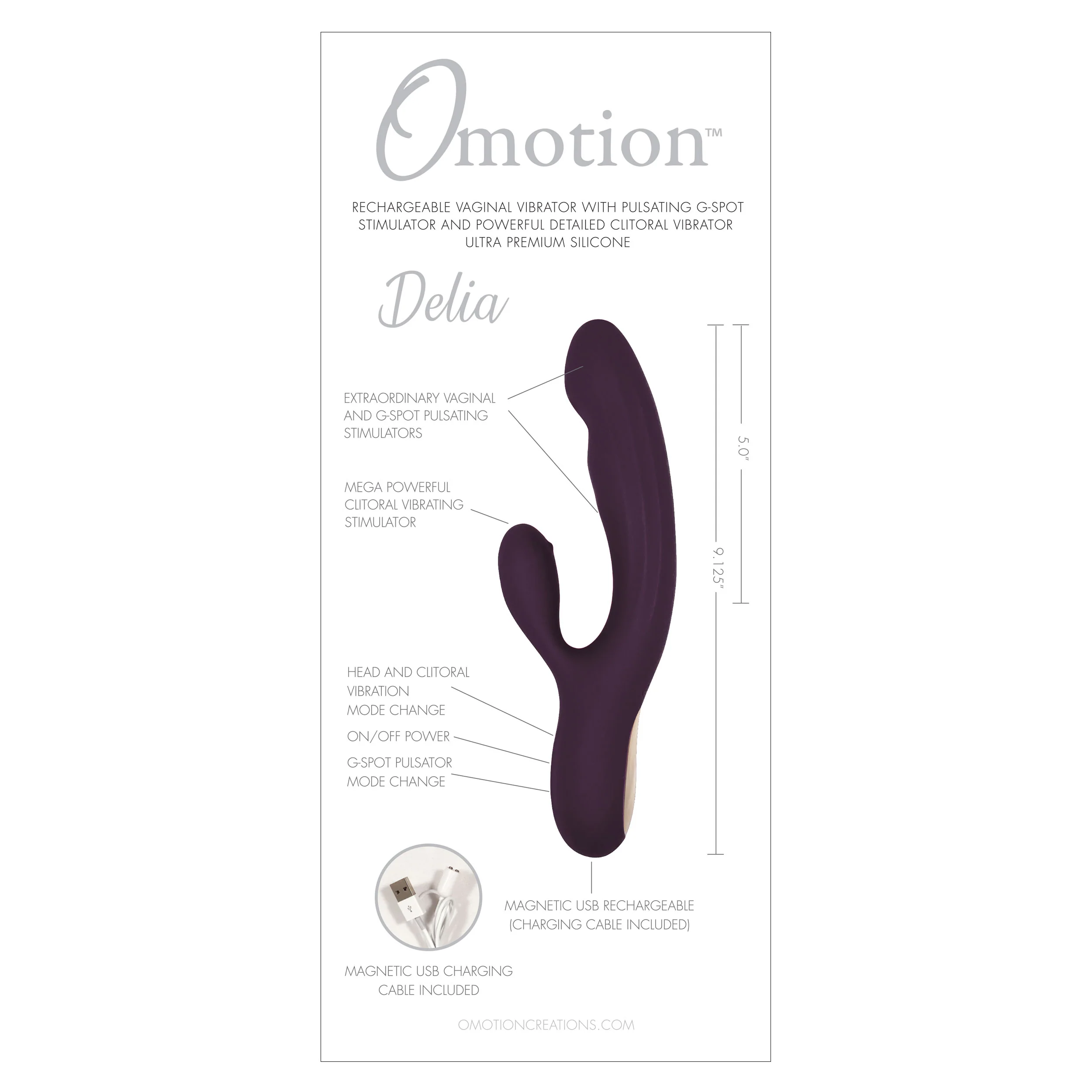 THE OMOTION DELIA TRIPLE ACTION RABBIT VIBRATOR - PURPLE - Image 4