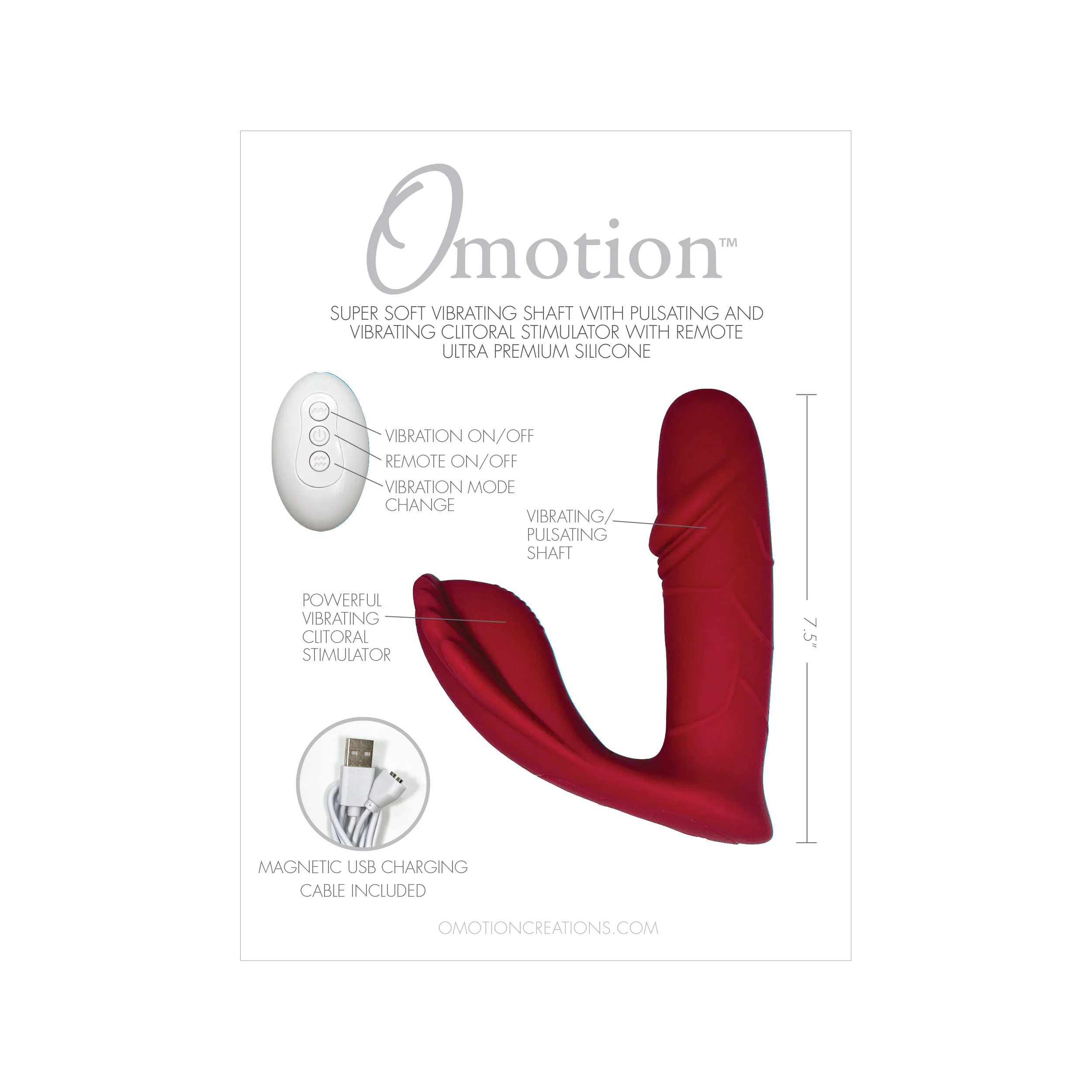 Omotion Natalie Wearable Vibrator with Remote - Red - Image 5