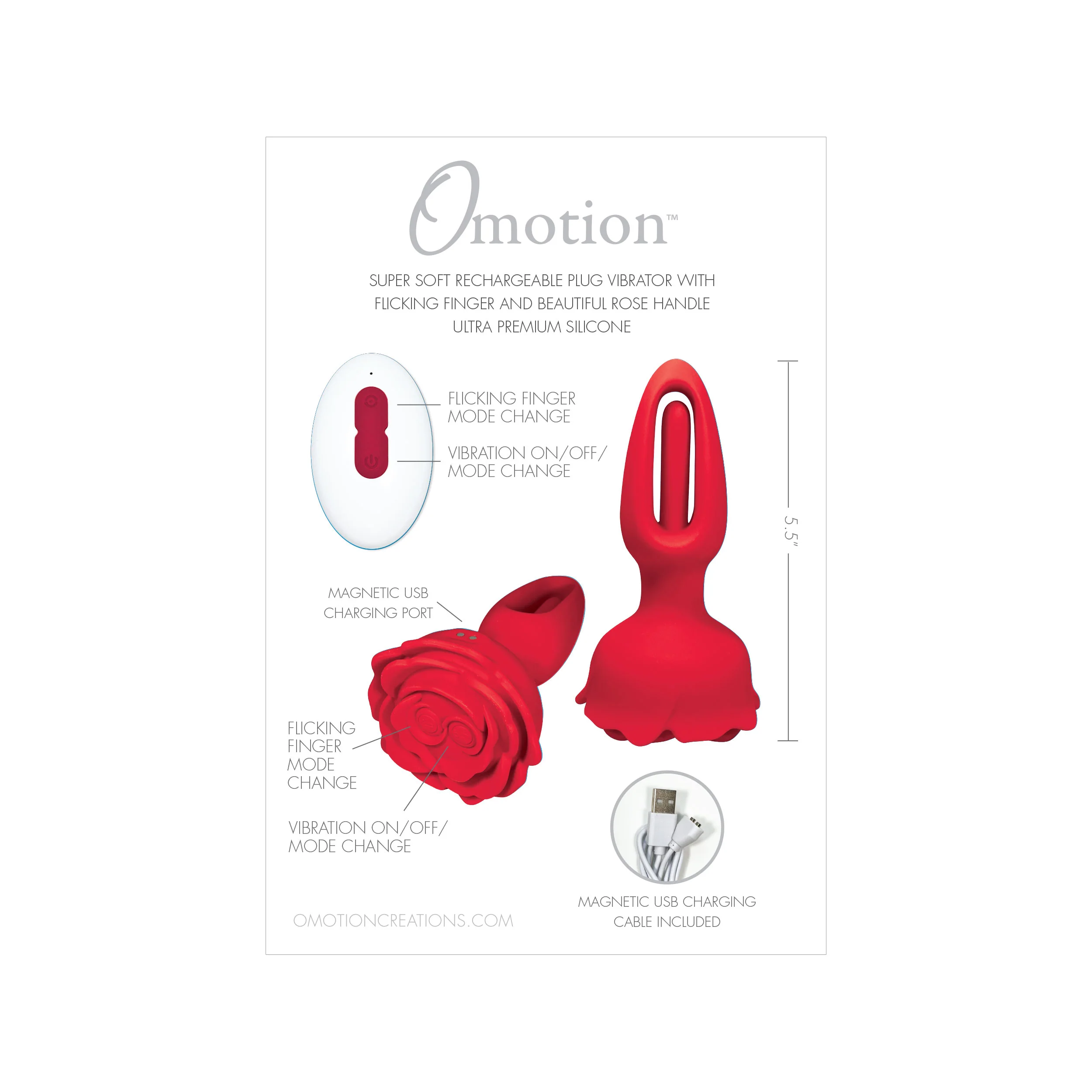 Omotion Veronica Rose Rechargeable Plug Vibrator With Flicking Finger - Image 2