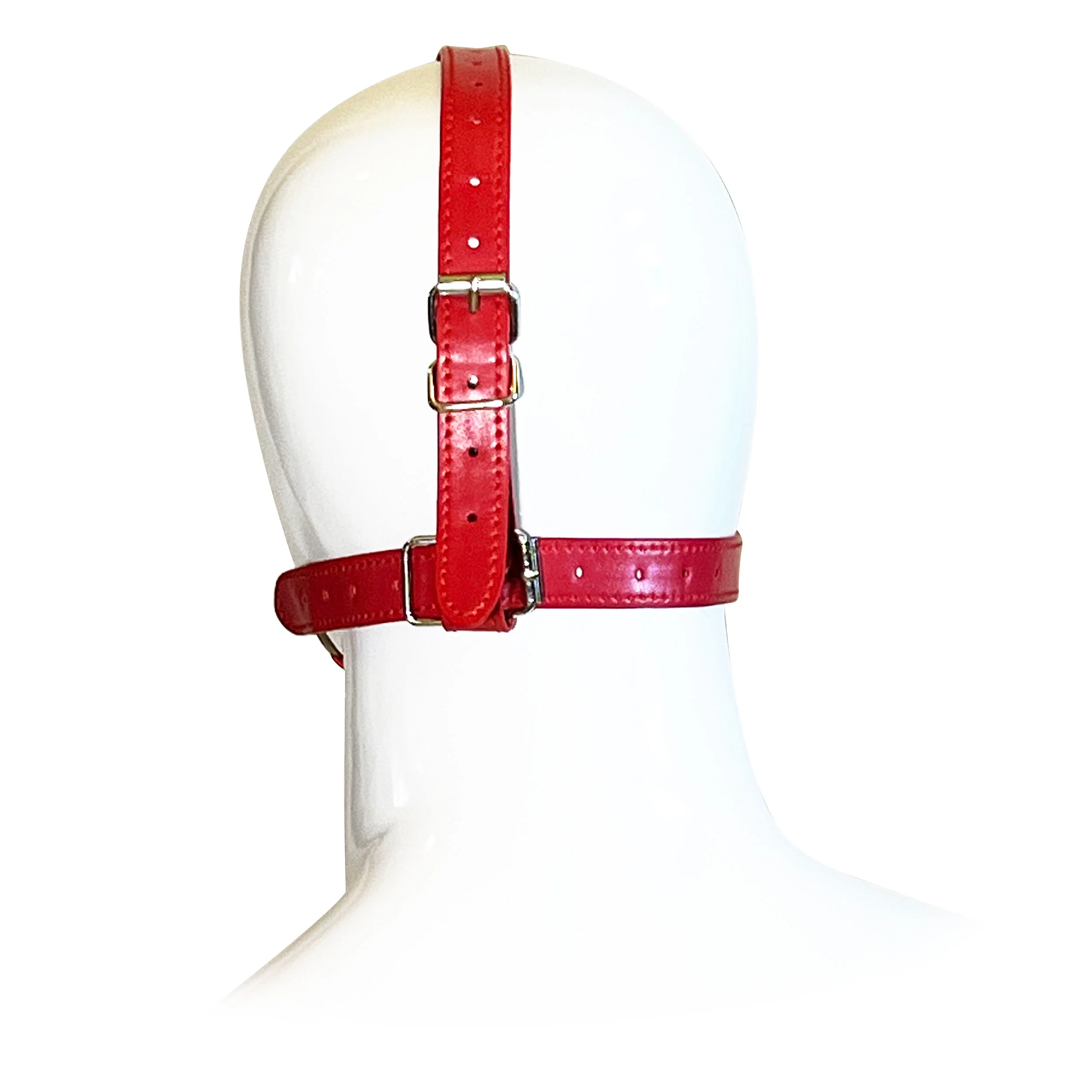 Open Mouth Head Harness by Fetish Pleasure Play in Red - Image 3