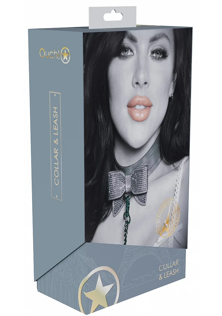 Ouch! Paris Iridescent Black Bow Collar and Leash - Image 2