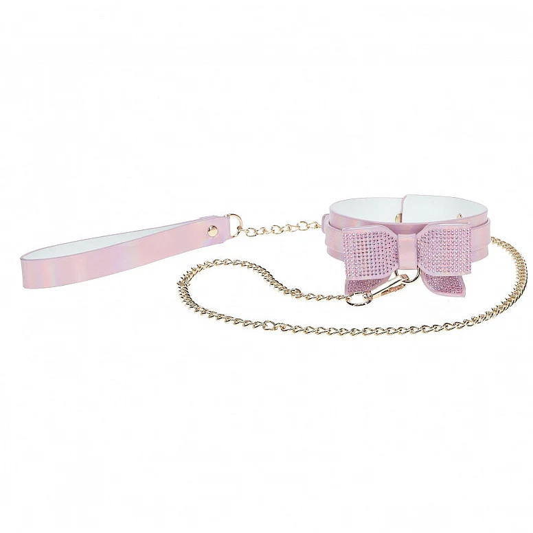 Ouch! Paris Iridescent Pink Bow Collar and Leash