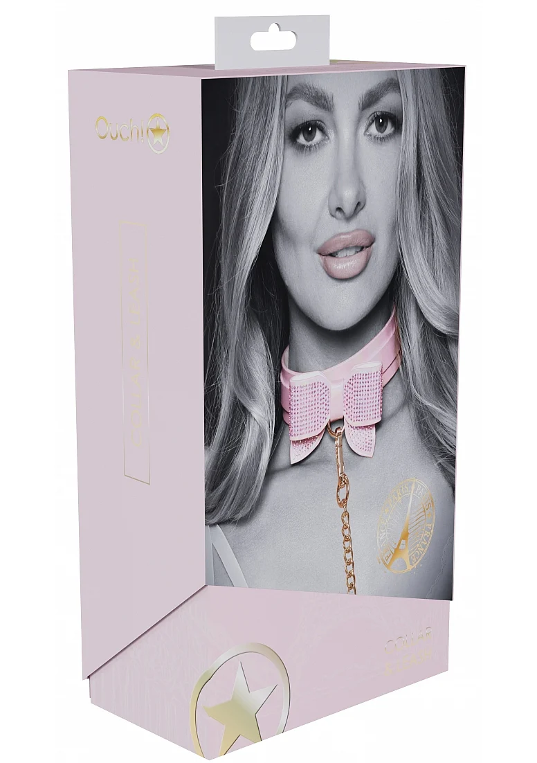 Ouch! Paris Iridescent Pink Bow Collar and Leash - Image 2