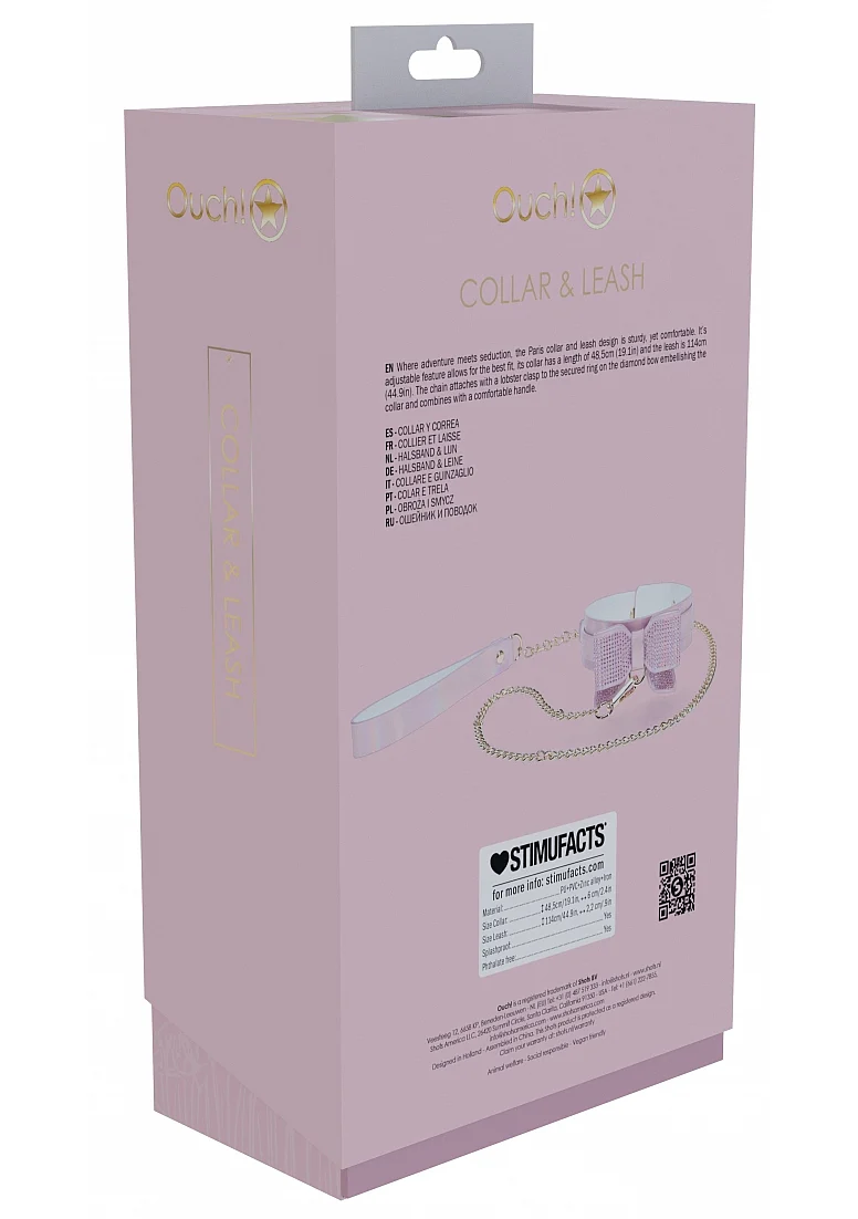Ouch! Paris Iridescent Pink Bow Collar and Leash - Image 3