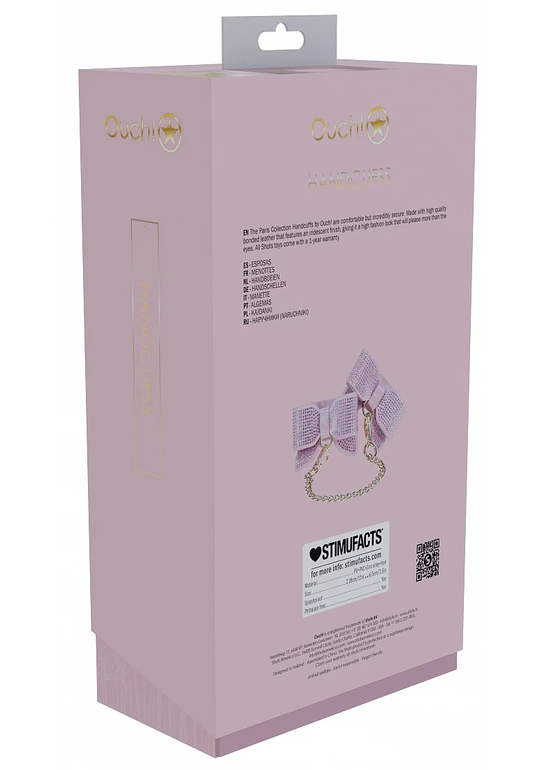 Ouch! Paris Iridescent Pink Bow Handcuffs - Image 3