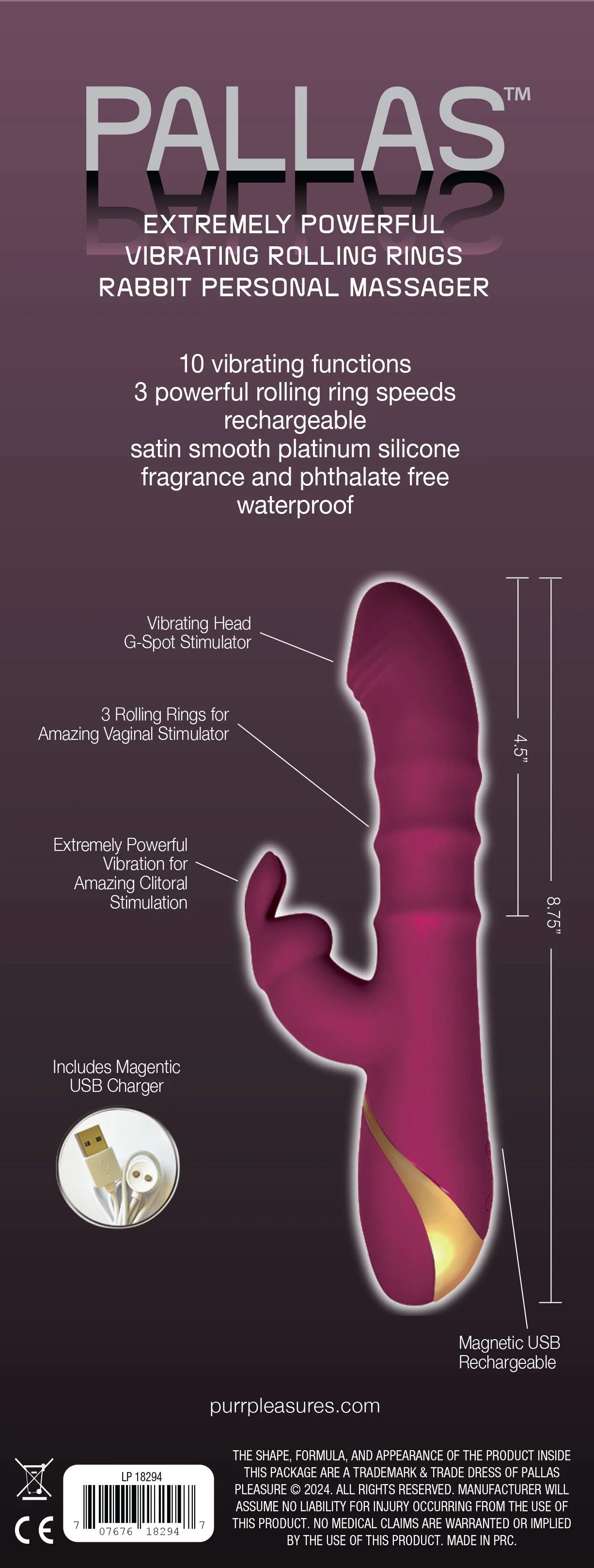 THE PALLAS TRIPLE ACTION MASSAGING SHAFT RABBIT VIBRATOR - Image 2