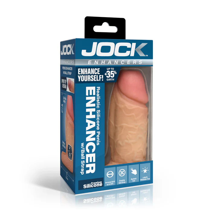 Penis Girth Enhancer Sleeve with Ball Strap in Lite - 4.5in - Image 6