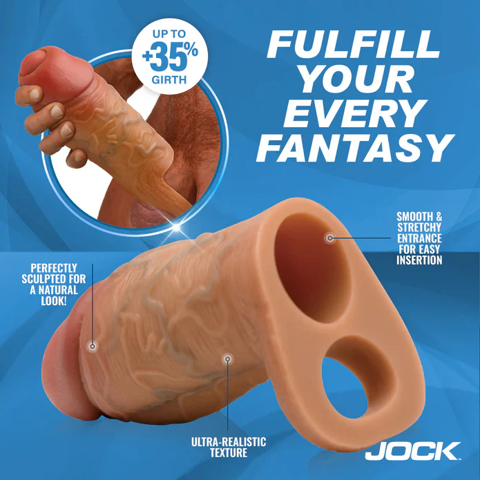 Penis Girth Enhancer Sleeve with Ball Strap in Medium - 4.5 in - Image 3