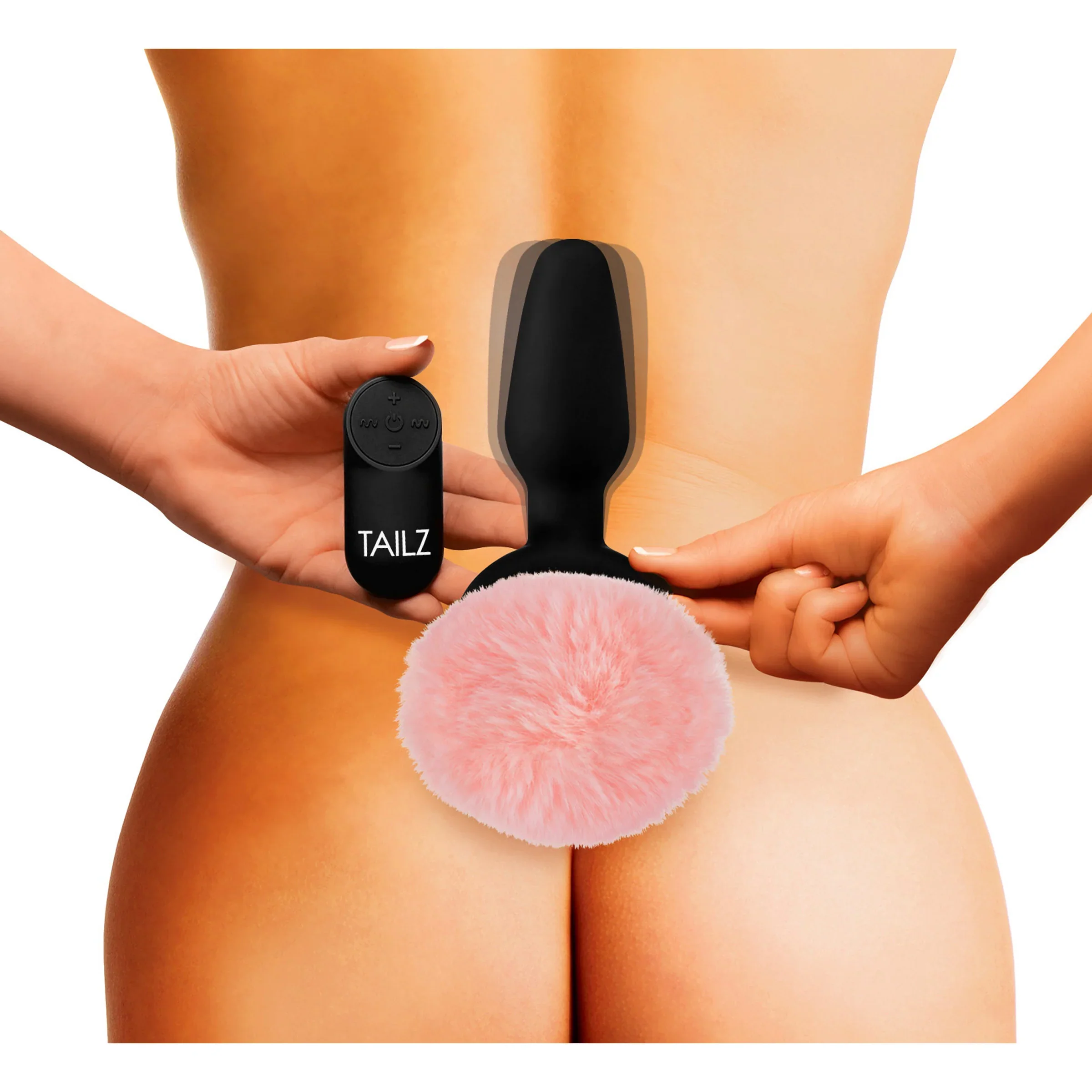 Pink Bunny Tail Vibrating Anal Plug - Image 3