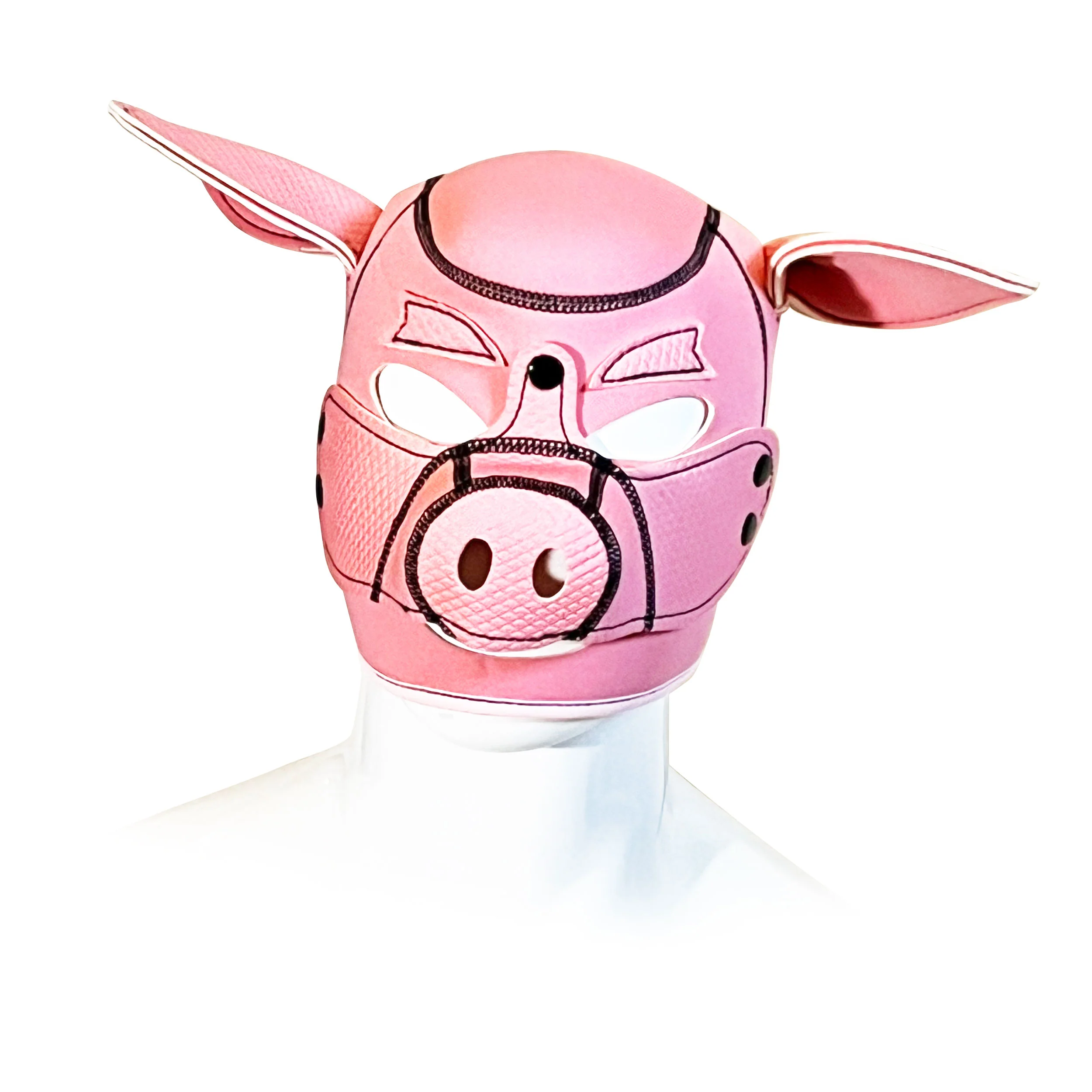 Pink Pig Neoprene Confining Hood by Fetish Pleasure Play