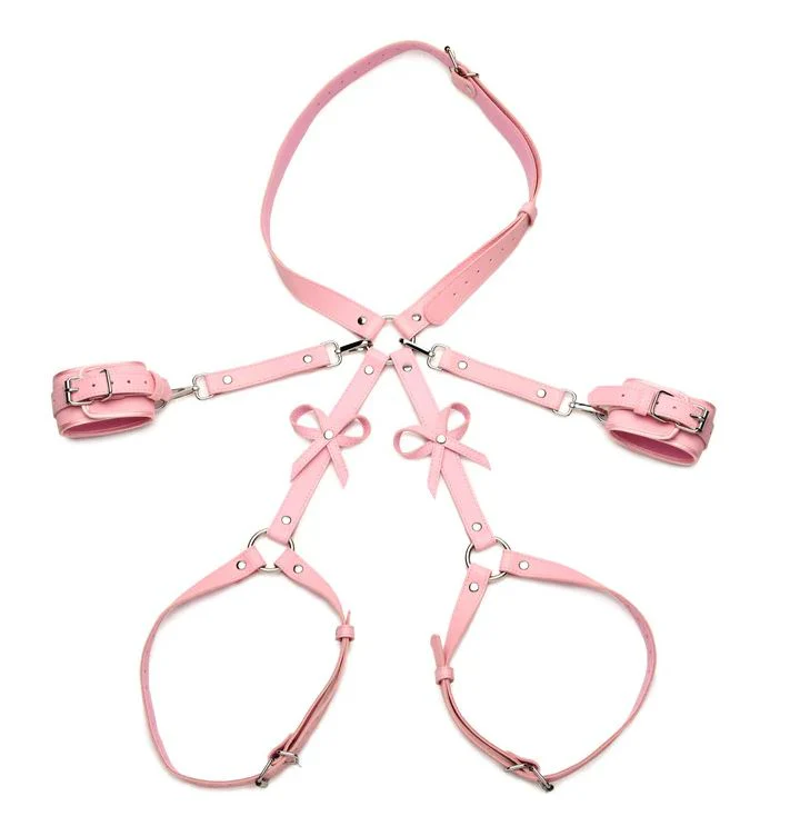 Pink Vegan Bondage Harness With Bows M-L - Image 3