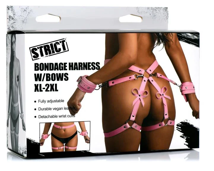 Pink Vegan Bondage Harness With Bows XL-2XL - Image 7