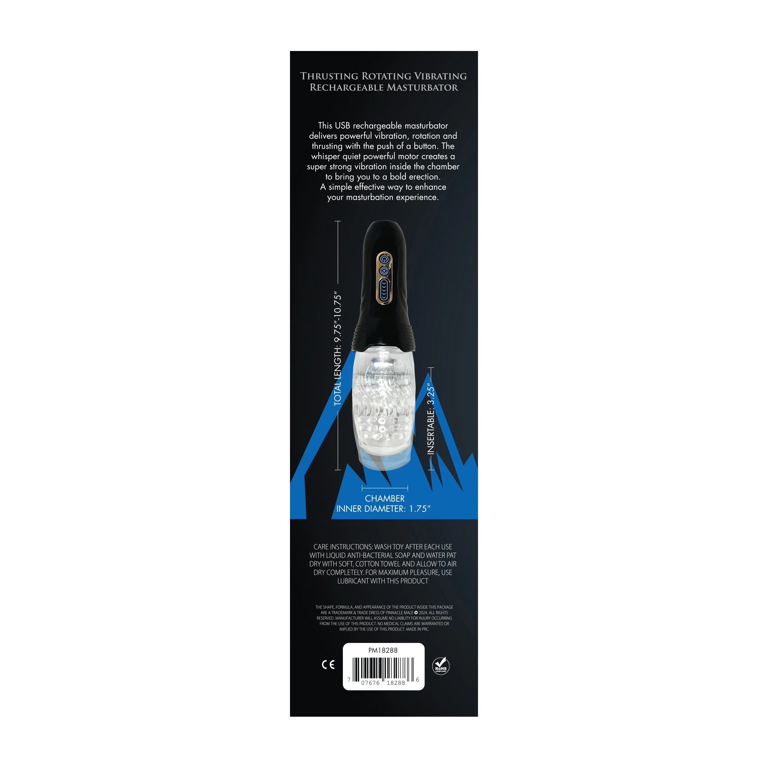 Pinnacle Male Thrusting Rotating Vibrating Rechargeable Masturbator - Image 5