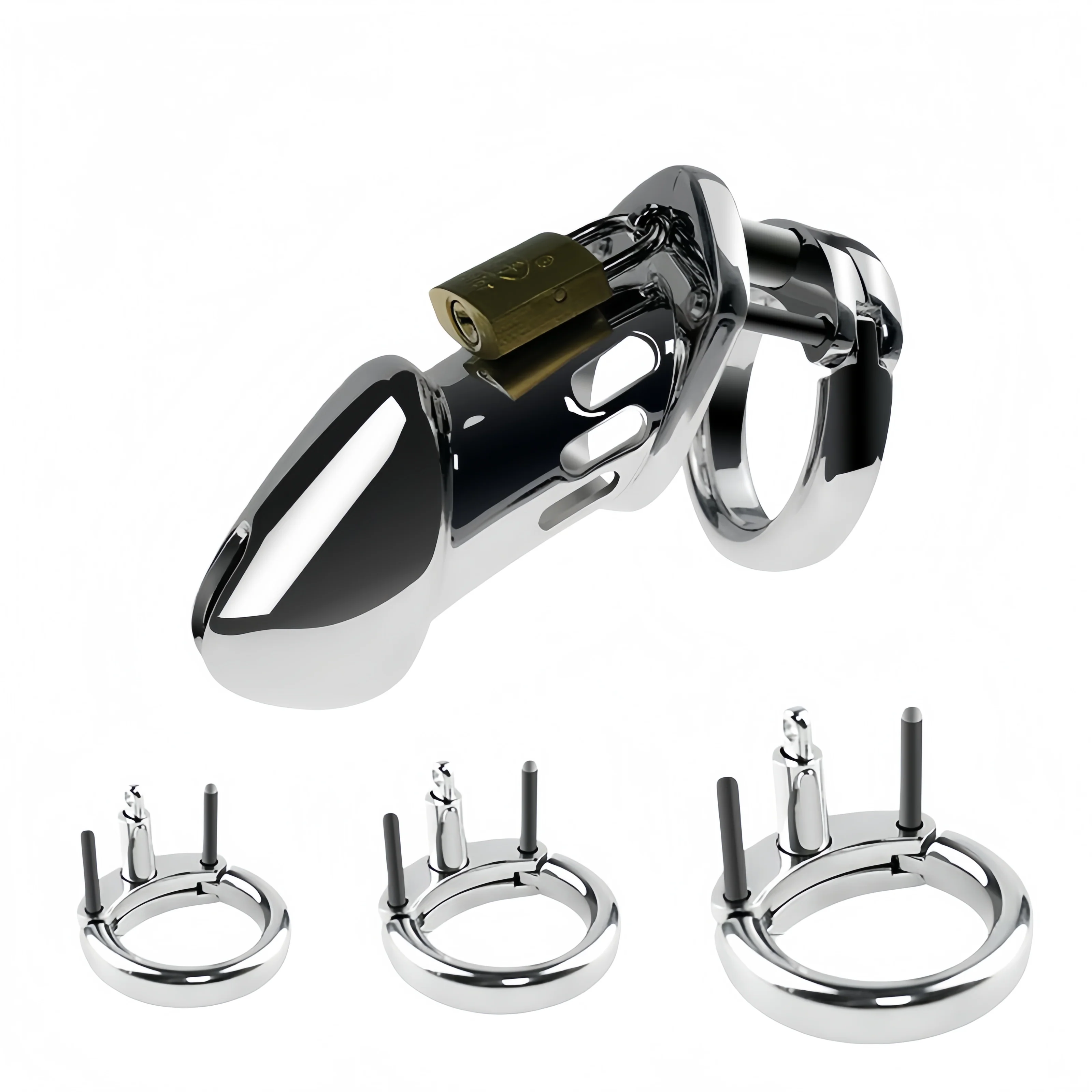 Pinned Down 3.3" Male Chastity Cage Cock Cage by Metal Pleasure Play