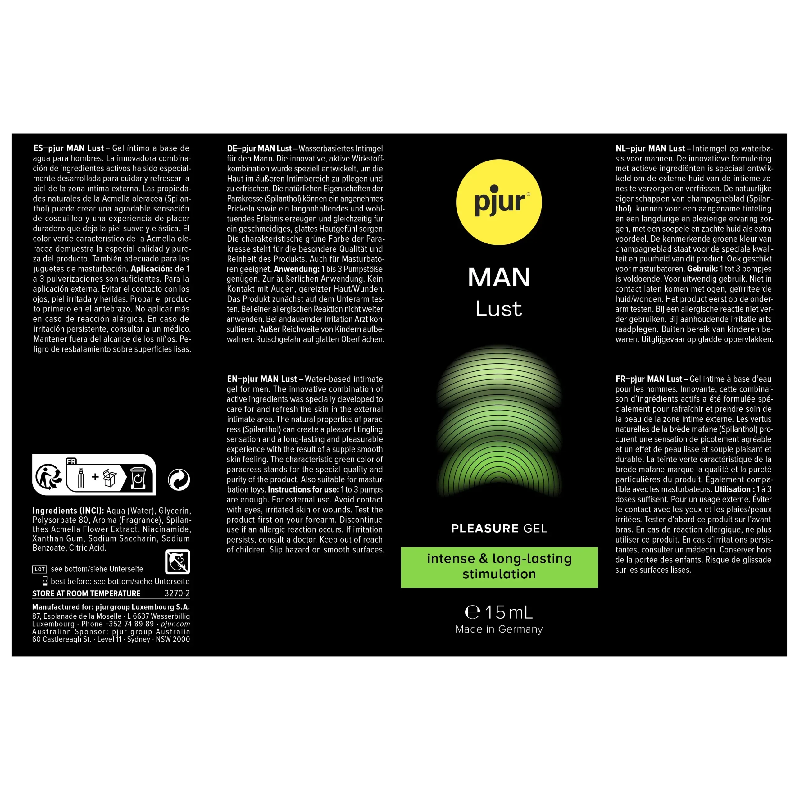 Pjur Man Lust Pleasure Gel, 15ml - Image 2