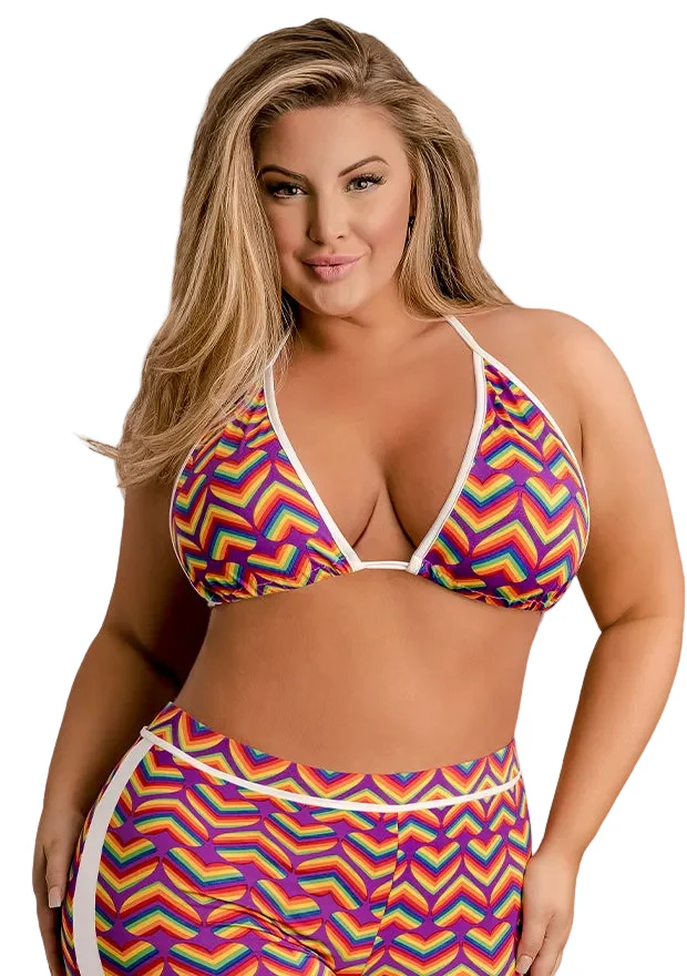Pride Triangle Bra Top, Rainbow, 2XL