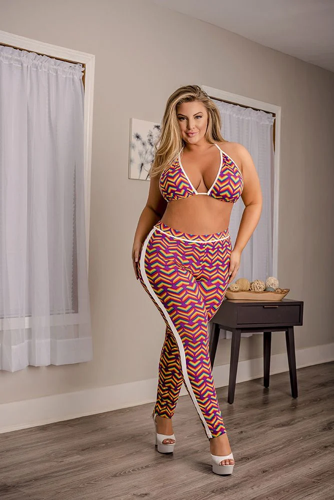 Pride Triangle Bra Top, Rainbow, 2XL - Image 2