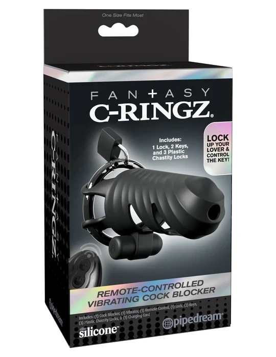 Remote-Controlled Vibrating Cock Blocker Cock Cage by Fantasy C-Ringz - Image 4