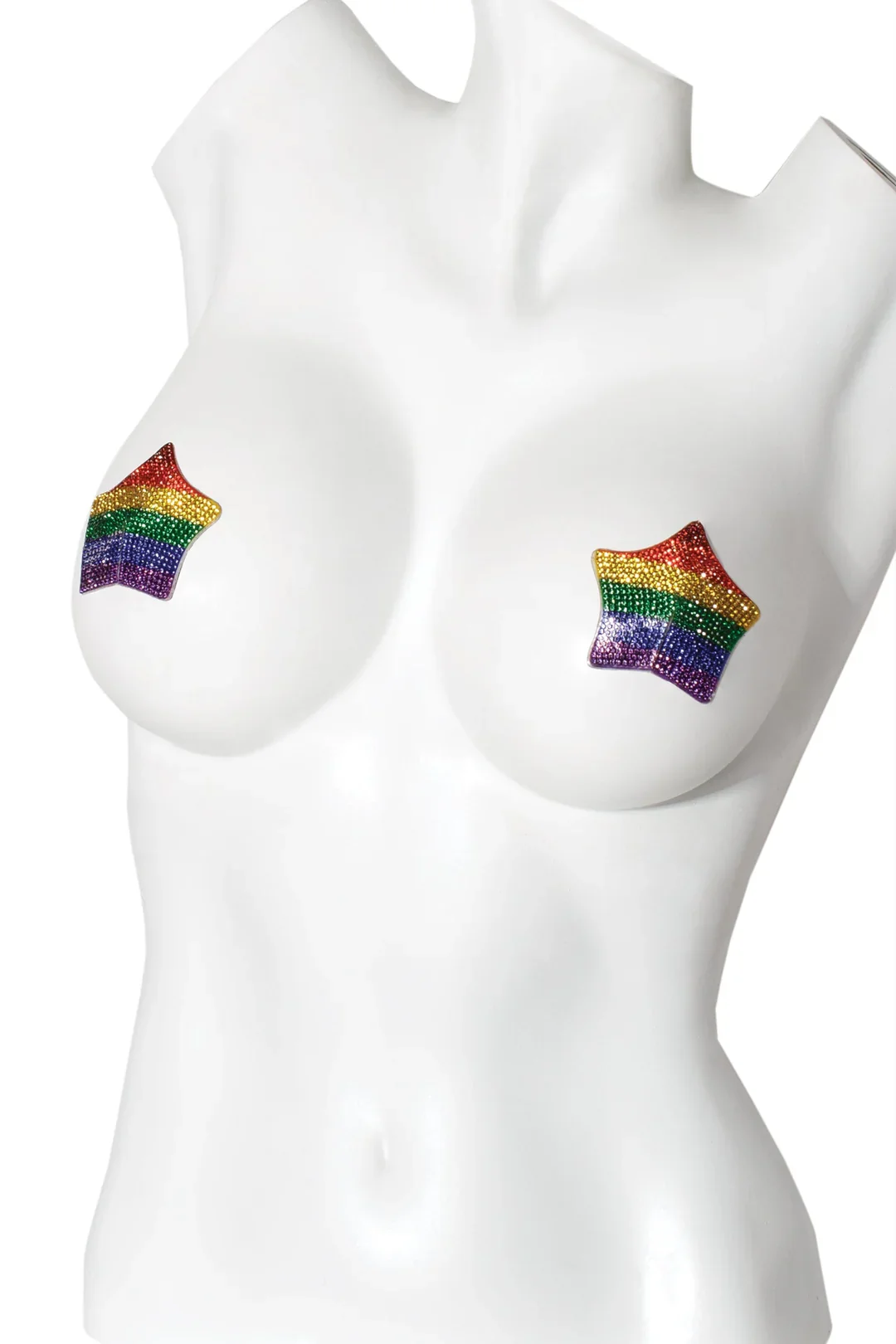 Rhinestone Rainbow Star Pasties w/Reusable Self-Adhesive Backing - Image 3