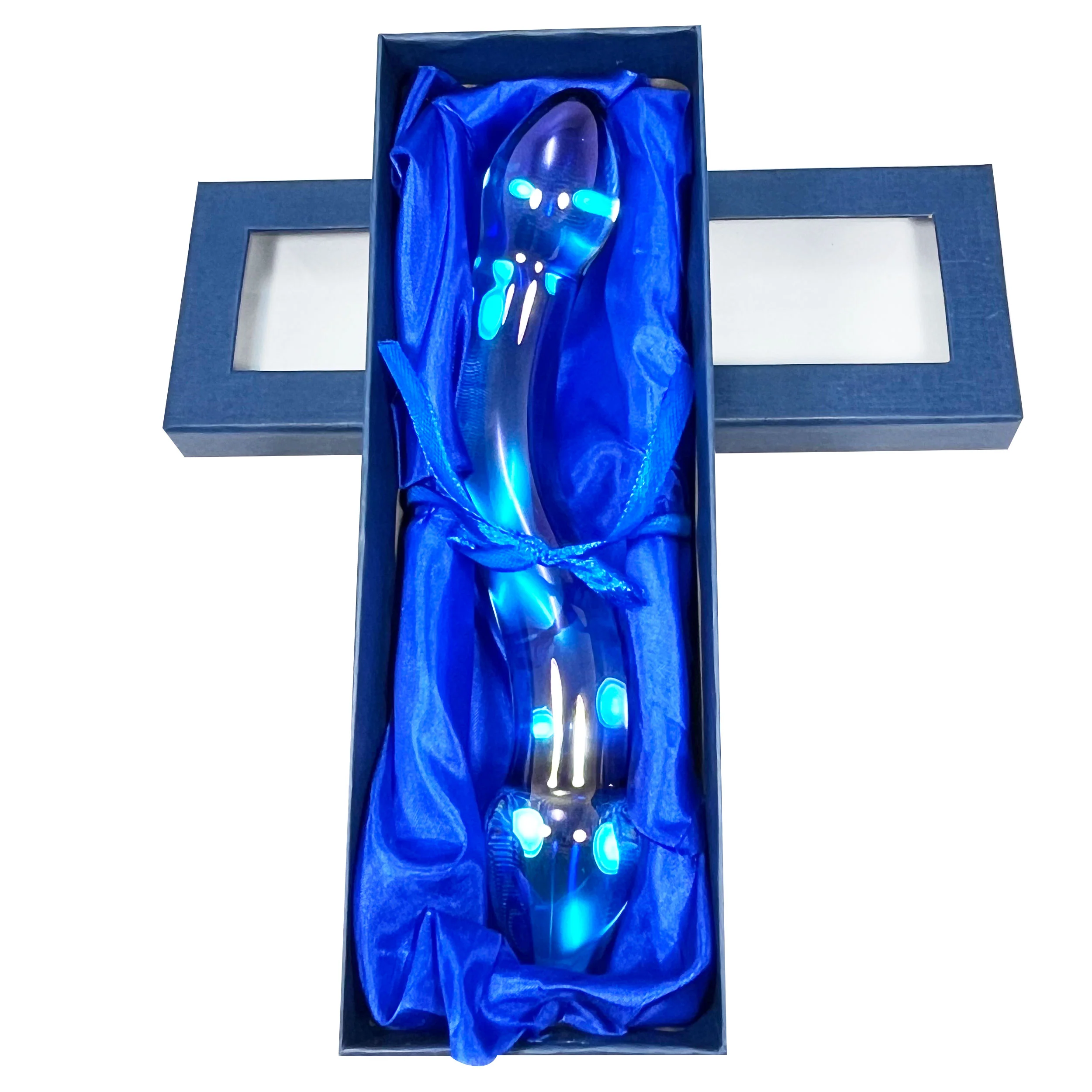 S-Curve Double-Ended Anal Probe by Glass Pleasure Play in Blue - Image 3