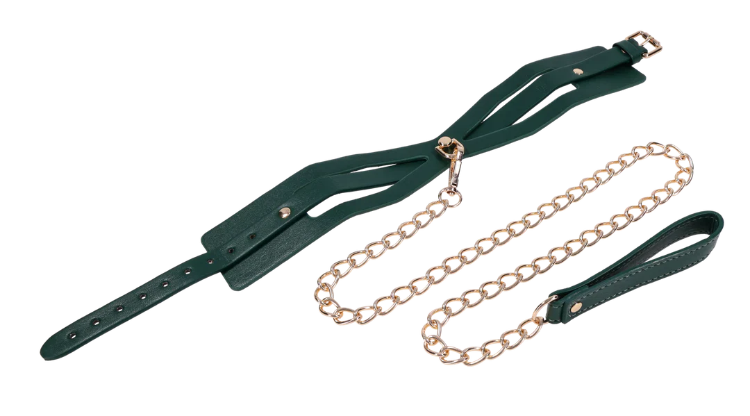 Sex & Mischief Indica Cutout Collar & Leash in Emerald Green - Image 3