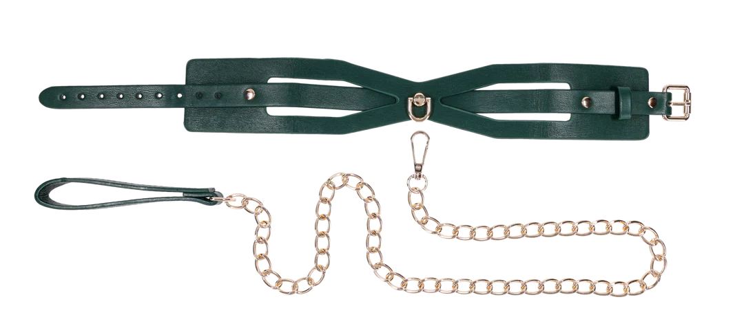 Sex & Mischief Indica Cutout Collar & Leash in Emerald Green - Image 4