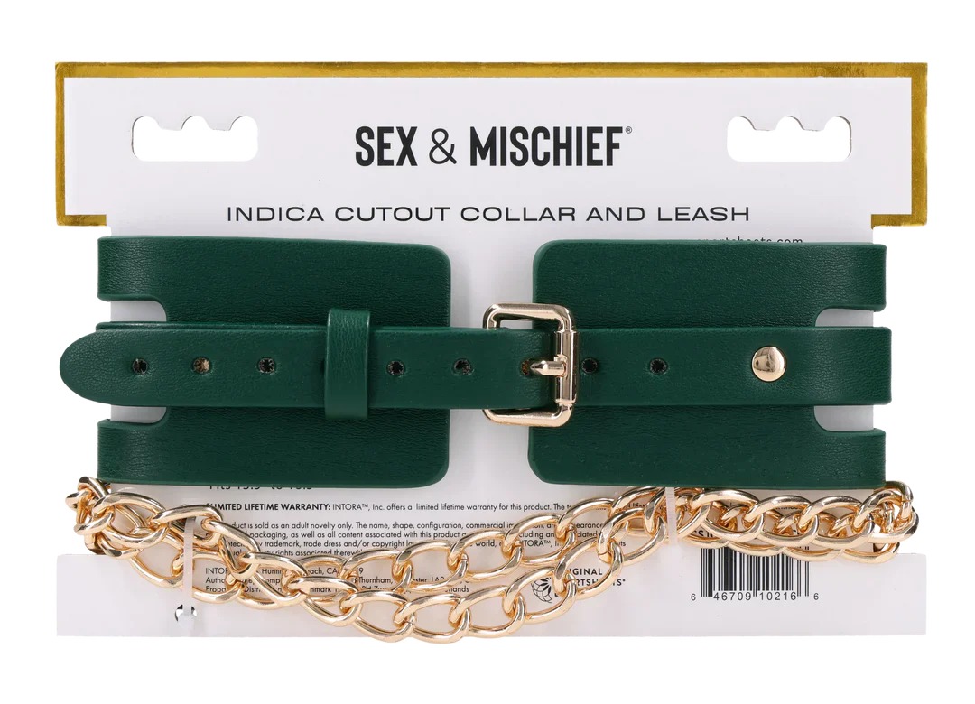 Sex & Mischief Indica Cutout Collar & Leash in Emerald Green - Image 6