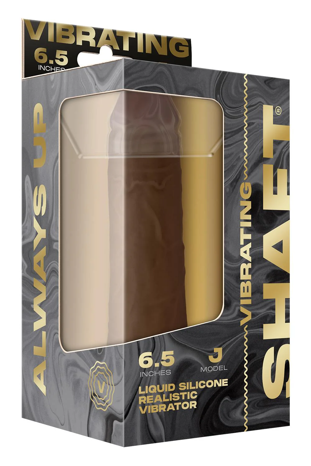 Shaft Liquid Silicone Vibrating Dildo Model J 6.5" in Oak - Image 4