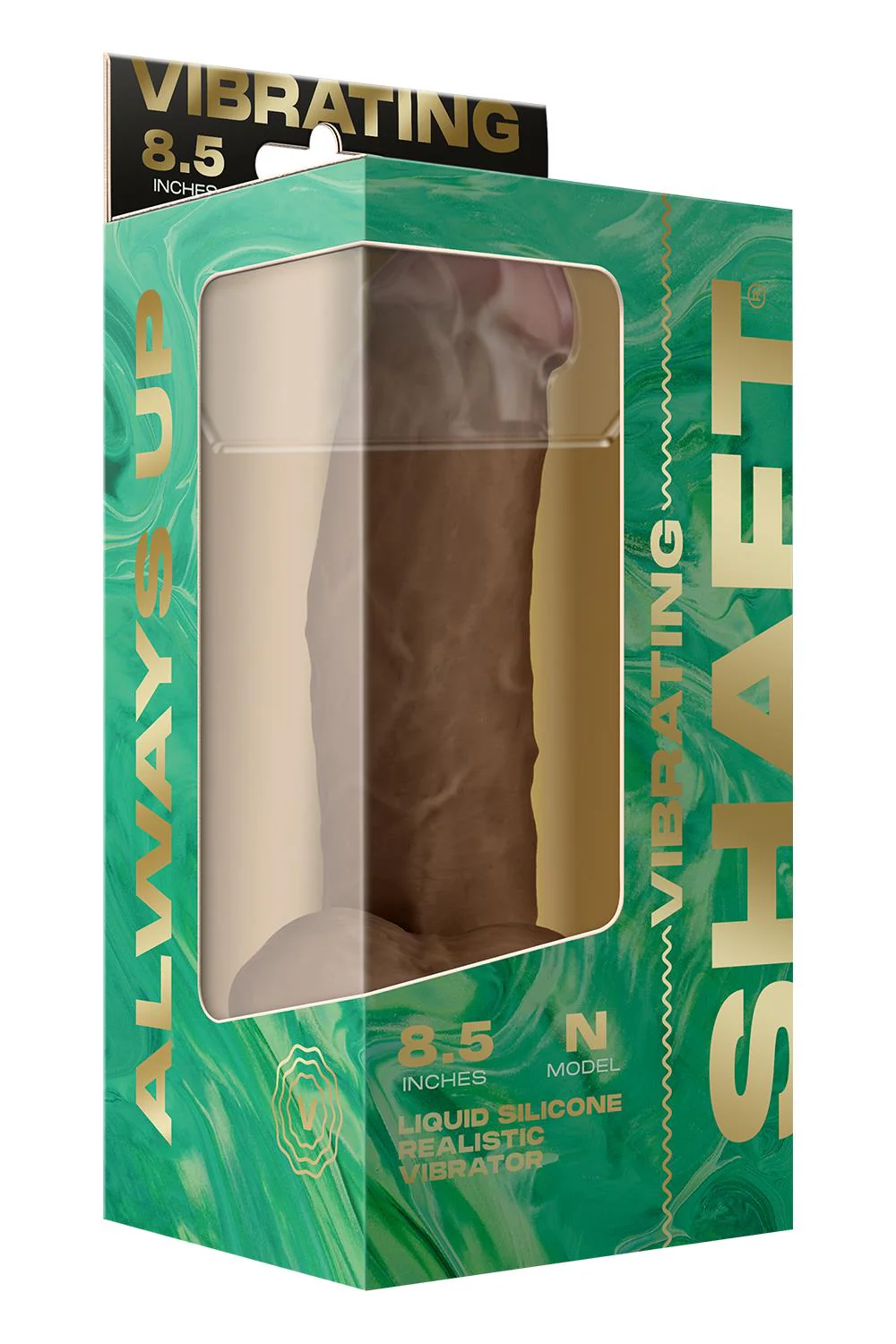 Shaft Liquid Silicone Vibrating Dildo Model N 8.5" in Oak - Image 4