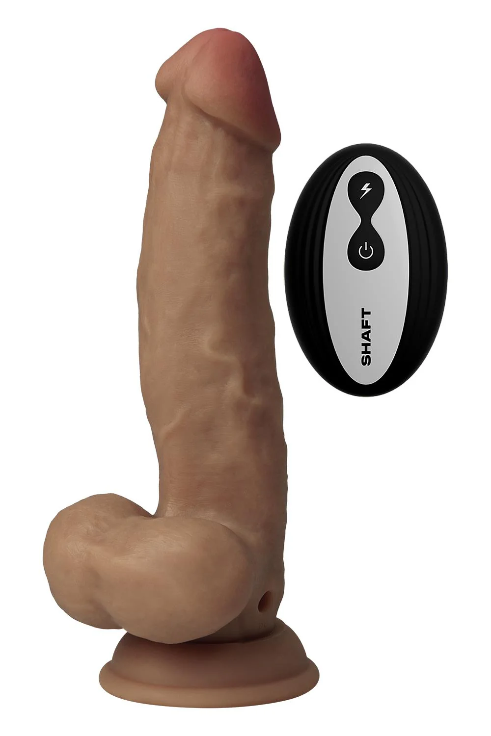 Shaft Liquid Silicone Vibrating Dildo Model N 8.5" in Oak - Image 5