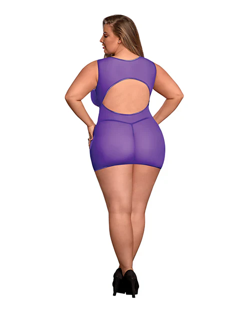 Sheer Purple Cutout Dress and Crotchless G-String Set Queen O/S - Image 5