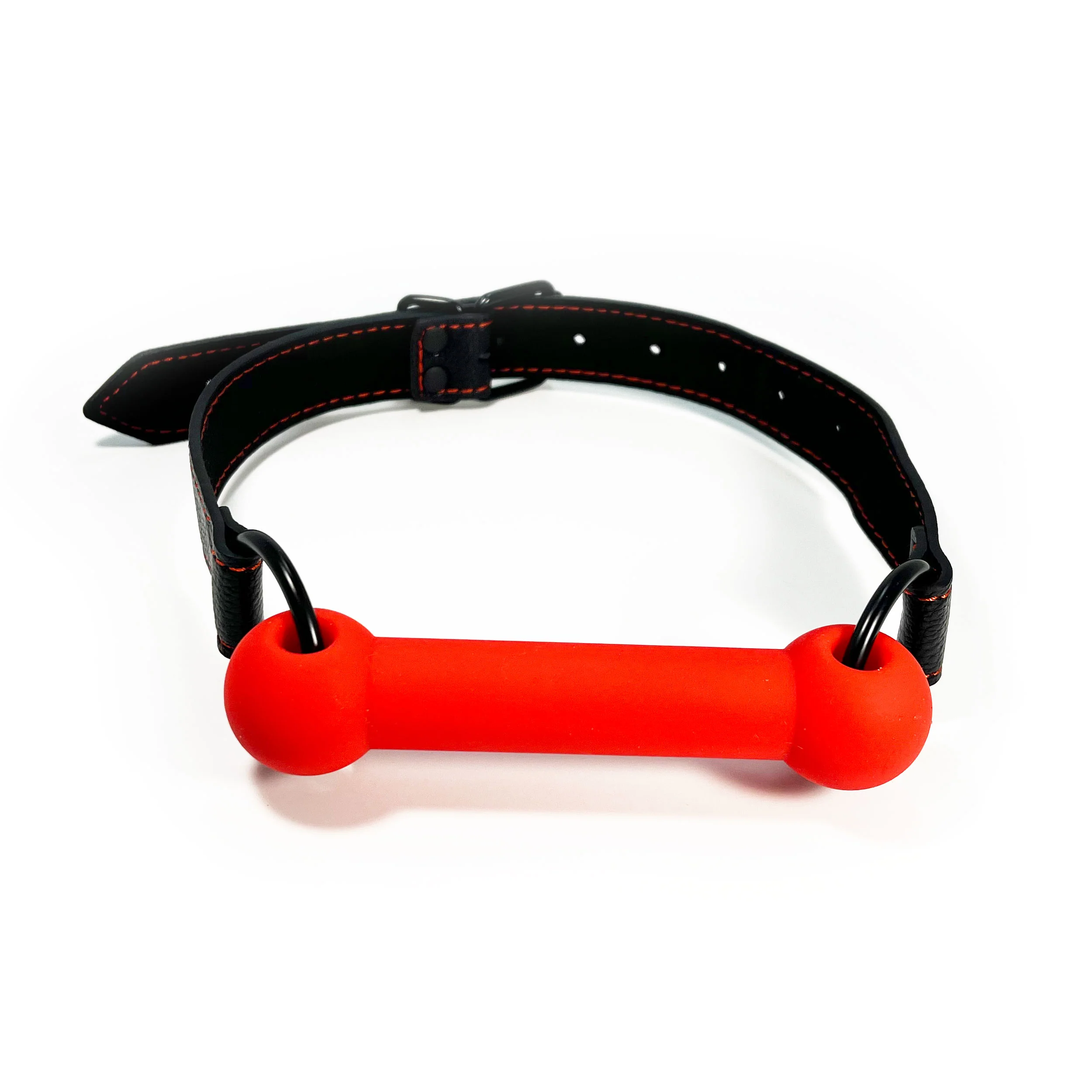 Silicone Sex Bar Mouth Gag by Fetish Pleasure Play in Red and Black - Image 2