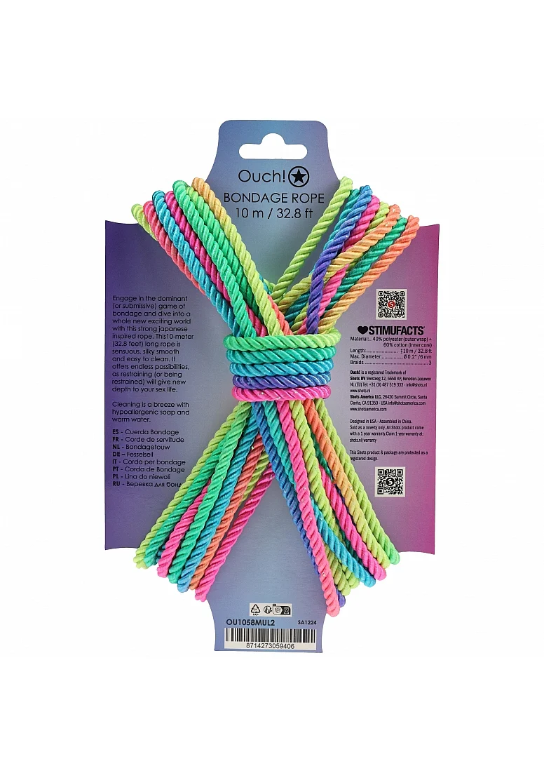 Silky Bright Multicolored Bondage Rope - 10 Meters - Image 2