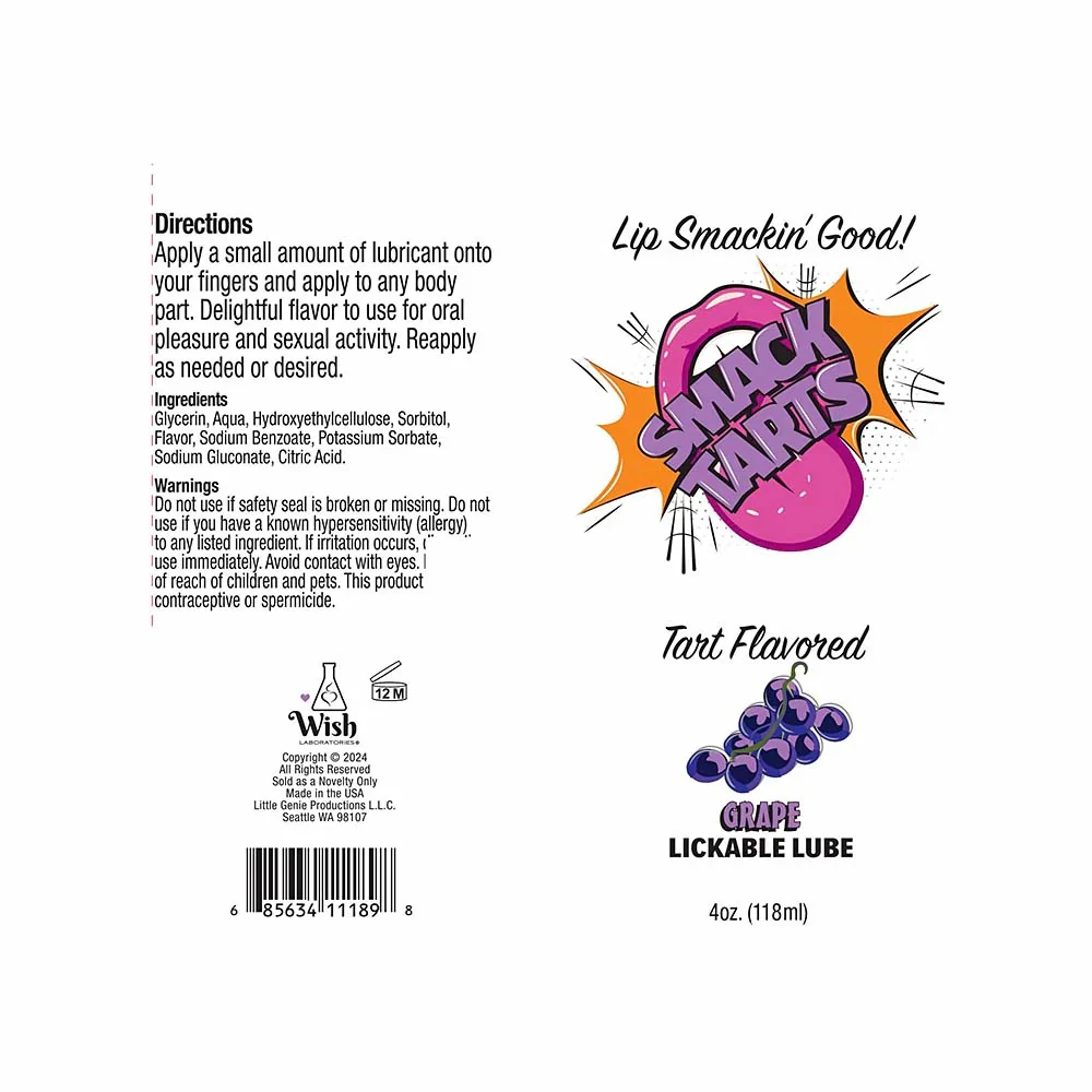 Smack Tarts Lickable Jelly Lube in Sour Grape 4oz - Image 2