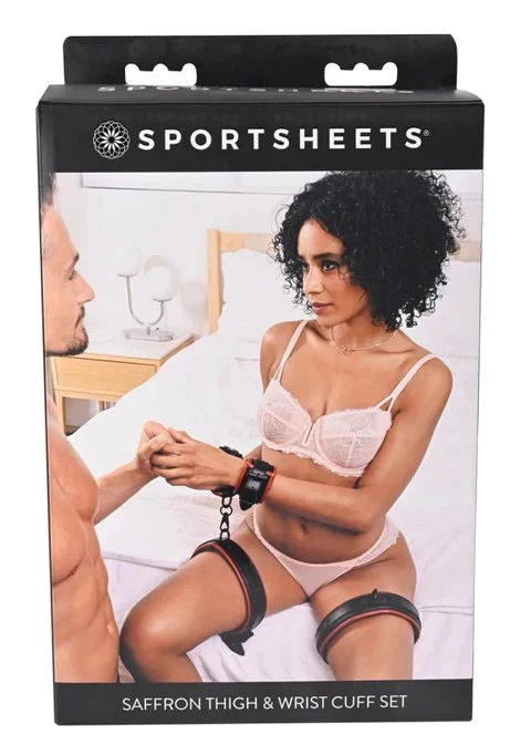 Sportsheets Saffron Red Thigh & Wrist Cuff Set - Image 4