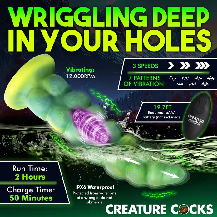 Alien Squirmer Thrusting & Vibrating Silicone Dildo - Image 10