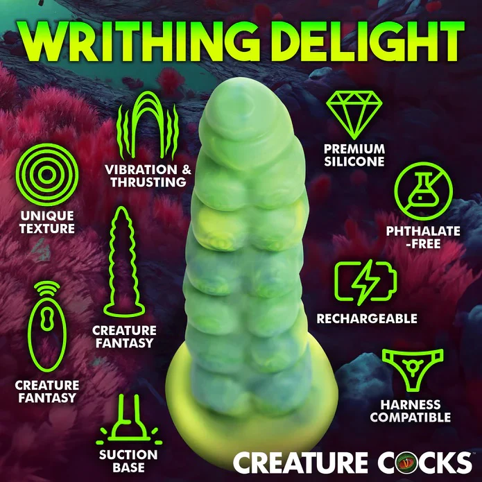 Alien Squirmer Thrusting & Vibrating Silicone Dildo - Image 7